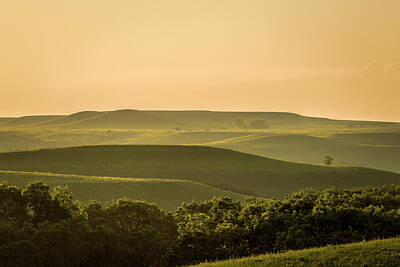 Scott Bean Royalty-Free and Rights-Managed Images - Hazy Morning in the Flint Hills by Scott Bean