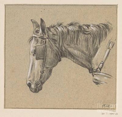 Sports Royalty-Free and Rights-Managed Images - Head of a horse with blinkers on, to the left, Jean Bernard, 1820 by Shop Ability
