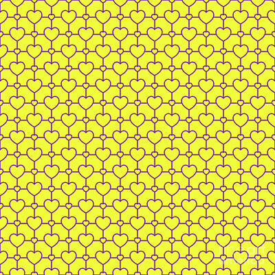 Royalty-Free and Rights-Managed Images - Heart Dots A With Grid Pattern in Sunny Yellow And Iris Purple n.3057 by Holy Rock Design