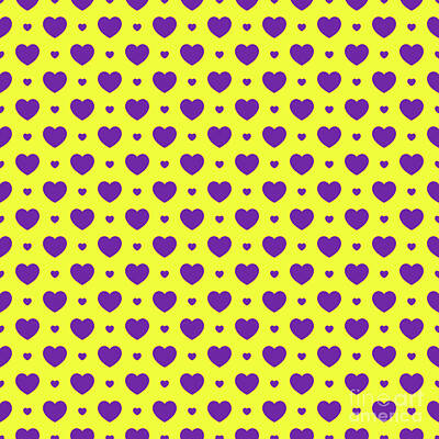 Royalty-Free and Rights-Managed Images - Heart Dots D Pattern in Sunny Yellow And Iris Purple n.2191 by Holy Rock Design