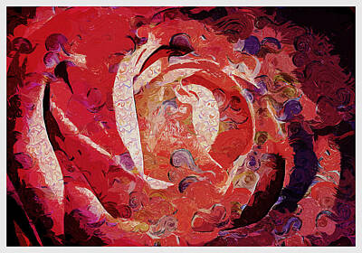 Roses Digital Art - heart of rose after Van Gogh Impressionist painting by Ahmet Asar by Celestial Images