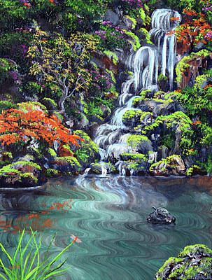 Reptiles Paintings - Heavenly Falls by Laura Iverson