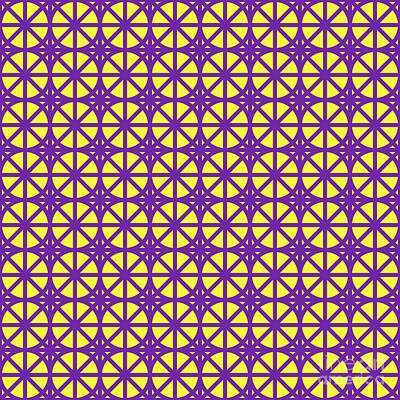 Royalty-Free and Rights-Managed Images - Heavy Circle On Isometric Grid Pattern In Sunny Yellow And Iris Purple n.1336 by Holy Rock Design