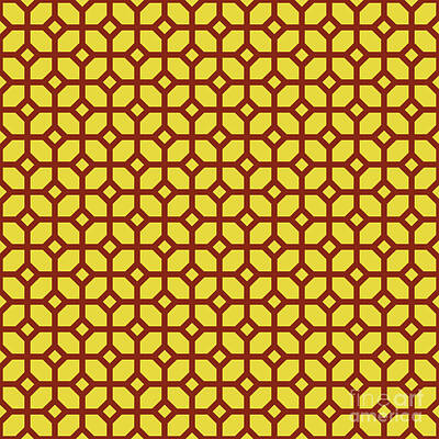 Royalty-Free and Rights-Managed Images - Heavy Cubic Leaf With Diamond Pattern In Golden Yellow And Chestnut Brown n.0959 by Holy Rock Design