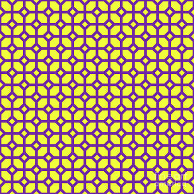 Royalty-Free and Rights-Managed Images - Heavy Cubic Leaf With Diamond Pattern In Sunny Yellow And Iris Purple n.0873 by Holy Rock Design
