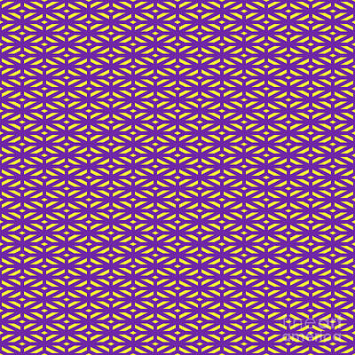 Royalty-Free and Rights-Managed Images - Heavy Diamond Cross Lattice Pattern in Sunny Yellow And Iris Purple n.2671 by Holy Rock Design