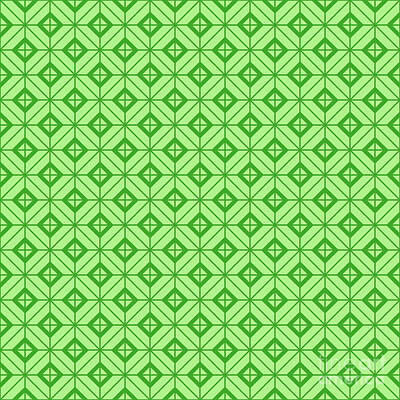 Royalty-Free and Rights-Managed Images - Heavy Diamond On Isometric Grid Pattern In Light Apple And Grass Green n.1486 by Holy Rock Design