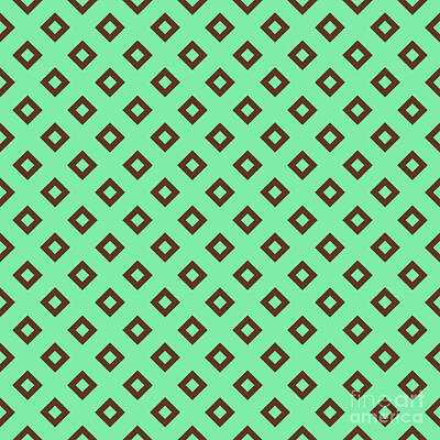 Royalty-Free and Rights-Managed Images - Heavy Diamond Pattern In Mint Green And Chocolate Brown n.0224 by Holy Rock Design