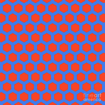 Aromatherapy Oils Royalty Free Images - Heavy Hexagon Honeycomb Japanese Kikko Pattern in Red Orange And True Blue n.3085 Royalty-Free Image by Holy Rock Design