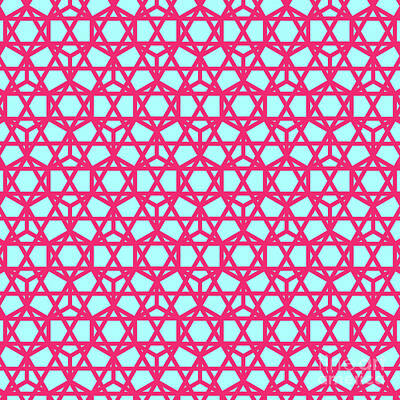 Royalty-Free and Rights-Managed Images - Heavy Honeycomb With Star Grid Pattern in Light Aqua And Raspberry Pink n.2652 by Holy Rock Design