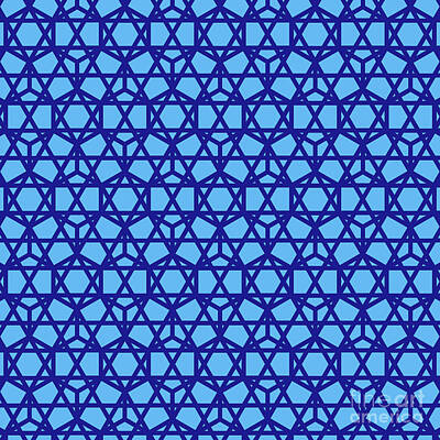 Royalty-Free and Rights-Managed Images - Heavy Honeycomb With Star Grid Pattern in Summer Sky And Ultramarine Blue n.3079 by Holy Rock Design