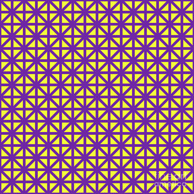 Royalty-Free and Rights-Managed Images - Heavy Isometric Grid Lattice Pattern In Sunny Yellow And Iris Purple n.0061 by Holy Rock Design
