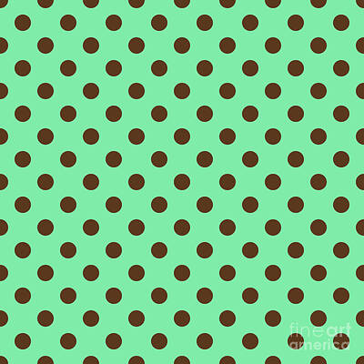 Royalty-Free and Rights-Managed Images - Heavy Polka Dot Pattern In Mint Green And Chocolate Brown n.0570 by Holy Rock Design