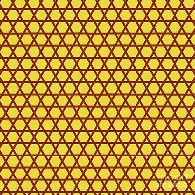 Royalty-Free and Rights-Managed Images - Heavy Six Pointed Star Weave Grid Pattern in Golden Yellow And Chestnut Brown n.3035 by Holy Rock Design