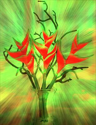 Abstract Flowers Digital Art - Heliconia in the light by Laura Vanatka