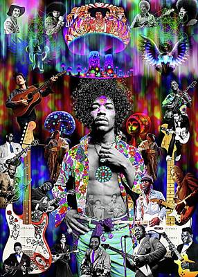 Musician Mixed Media Rights Managed Images - Hendrix Voodoo Chile Roots Royalty-Free Image by Myztico Campo