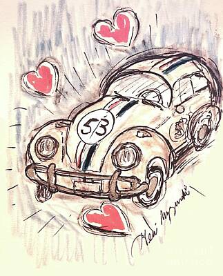 Transportation Mixed Media - Herbie, the Love Bug classic 53 by Geraldine Myszenski