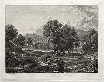 Reptiles Paintings - Heroic Landscape The Shepherds Dance on the Bridge 1792 Johann Christian Reinhart by MotionAge Designs
