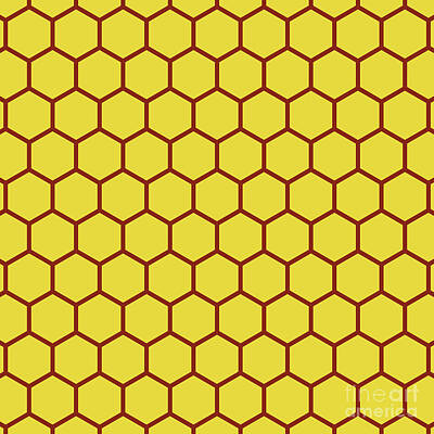 Royalty-Free and Rights-Managed Images - Hexagon Honeycomb Japanese Kikko Pattern in Golden Yellow And Chestnut Brown n.2290 by Holy Rock Design