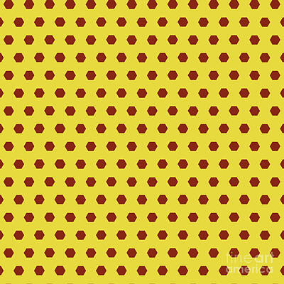 Royalty-Free and Rights-Managed Images - Hexagon Honeycomb Kikko Dot Pattern in Golden Yellow And Chestnut Brown n.2527 by Holy Rock Design
