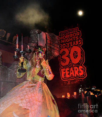 Abstract Cement Walls - HHN 30 scare zone Lady with Candles by David Lee Thompson