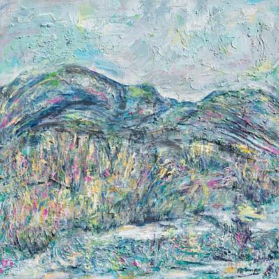 Abstract Landscape Paintings - High Country - Abstract-Landscape-diptych 1 by Patty Donoghue