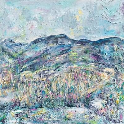 Abstract Landscape Paintings - High Country- Abstract Landscape- diptych 2 by Patty Donoghue