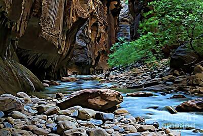 Abtracts Laura Leinsvencner Royalty Free Images - Hiking the Narrows Royalty-Free Image by Peggy Teufel