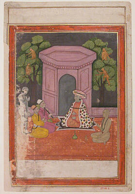 Musicians Royalty-Free and Rights-Managed Images - Hindu Saint with Two Disciples and Two Musicians on a Rooftop in the Evening 18th century by Artistic Rifki