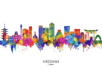 Abstract Landscape Digital Art Rights Managed Images - Hiroshima Japan Skyline Royalty-Free Image by NextWay Art