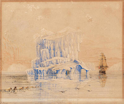 Fall Pumpkins - HMS Terror off a spectacular iceberg, believed to be in the Davi by HMS Terror