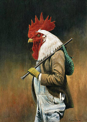 Recently Sold - Birds Paintings - Hobo Cockerel by Michael Thomas