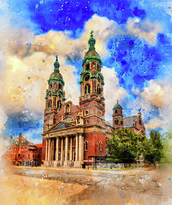 Gaugin - Holy Cross Church in Chicago, Illinois - watercolor art by Nicko Prints