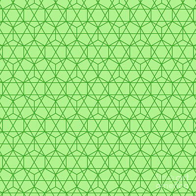 Royalty-Free and Rights-Managed Images - Honeycomb With Star Grid Pattern in Light Apple And Grass Green n.2945 by Holy Rock Design