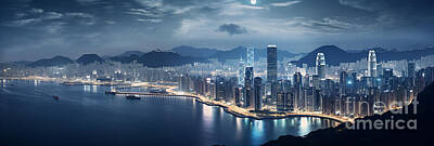 Mountain Royalty Free Images - Hong Kong China looks crystal clear under Asar Studios Royalty-Free Image by Celestial Images
