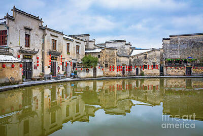 College Town - Hongcun Pond Reflection by Inge Johnsson
