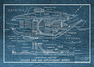 Vintage Tees - Hoover Dam Blueprint 1935 by Doc Braham