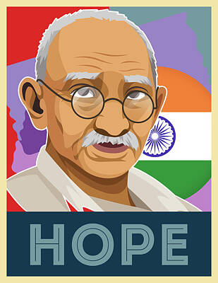 Purely Purple Rights Managed Images - Hope Poster Mahatma Gandhi v2 Royalty-Free Image by Celestial Images