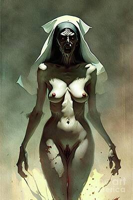 Steampunk Paintings - Horror Nun by Esoterica Art Agency