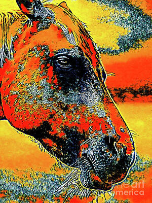 Mammals Mixed Media - Horse Orange  by Daniel Janda