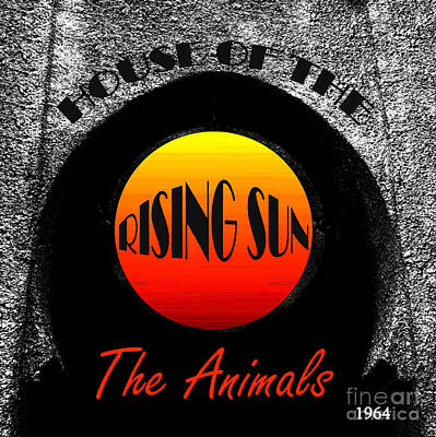 Recently Sold - Animals Mixed Media - House of the rising sun Animals retro album cover 1964 by David Lee Thompson