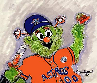 Baseball Mixed Media - Houston Astros ORBIT Mascot  by Geraldine Myszenski