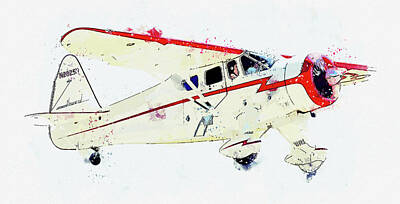 Cargo Boats - Howard Aircraft DGA N war planes in watercolor ca by Ahmet Asar  by Celestial Images