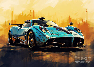City Scenes Paintings - Huayra Hype Pagani Huayra Sports Car by Cortez Schinner