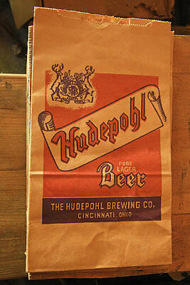 Beer Royalty-Free and Rights-Managed Images - Hudepohl Beer Paper Bag by Robert Tubesing