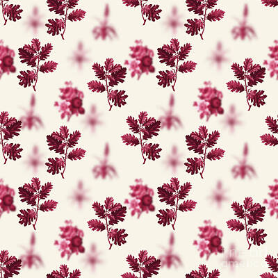Florals Mixed Media - Hungarian Oak Botanical Seamless Pattern in Viva Magenta n.0863 by Holy Rock Design