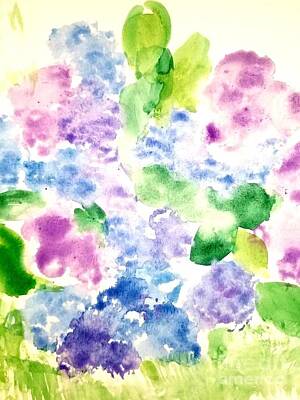 Roses Paintings - Hydrangea Blooming by Rose Elaine