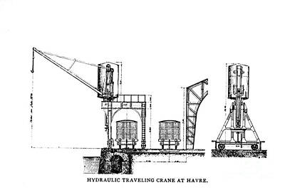 Cities Drawings - HYDRAULIC Traveling CRANE, Havre aa5 by Historic Illustrations