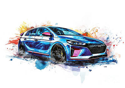 Sports Paintings - Hyundai Ioniq 5 N Line automotive art by Clark Leffler