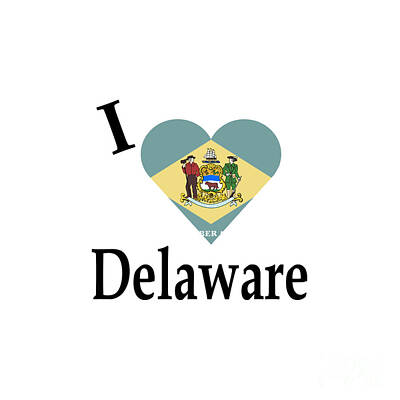 Boho Christmas - I Love Delaware Flag Heart by Frederick Holiday